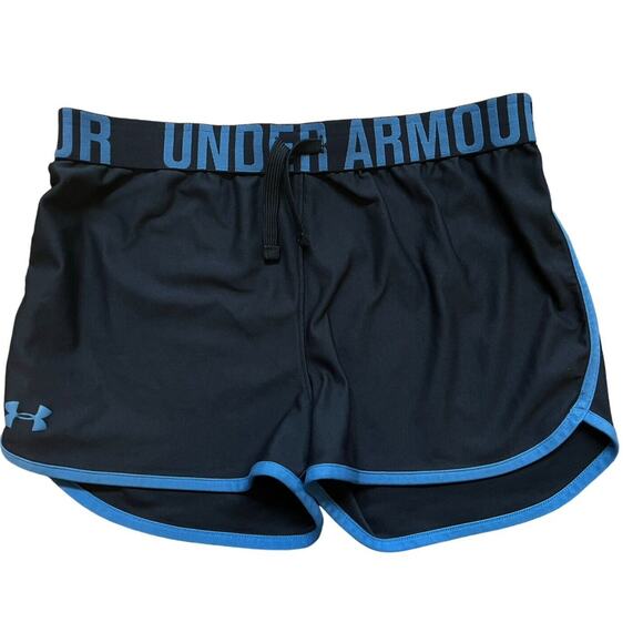 UNDER ARMOUR GIRL'S SHORTS Sz YXL Athletic Running Youth Fold Over Logo Summer - Picture 2 of 3